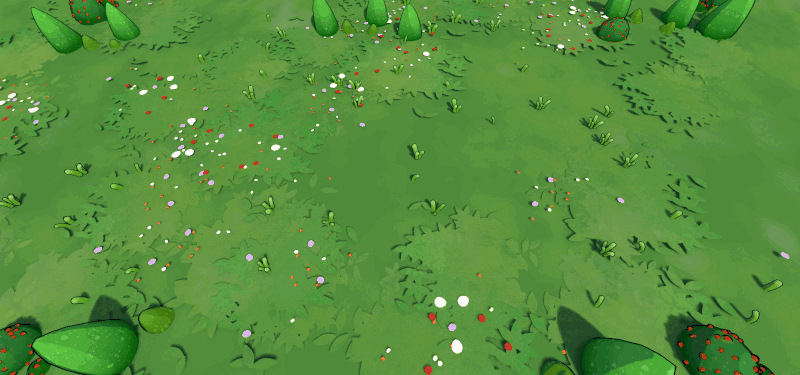 A creature following the player across a meadow in IRU